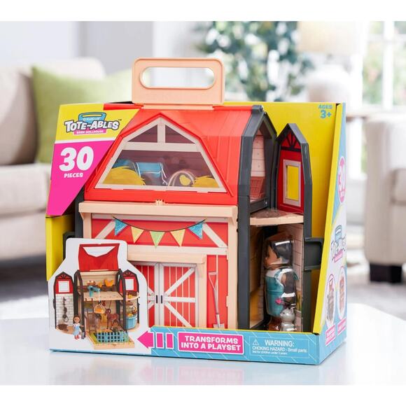 KidKraft Tote-ables Portable Barn Dollhouse with Doll Included, 30 Accessories - Picture 1 of 2